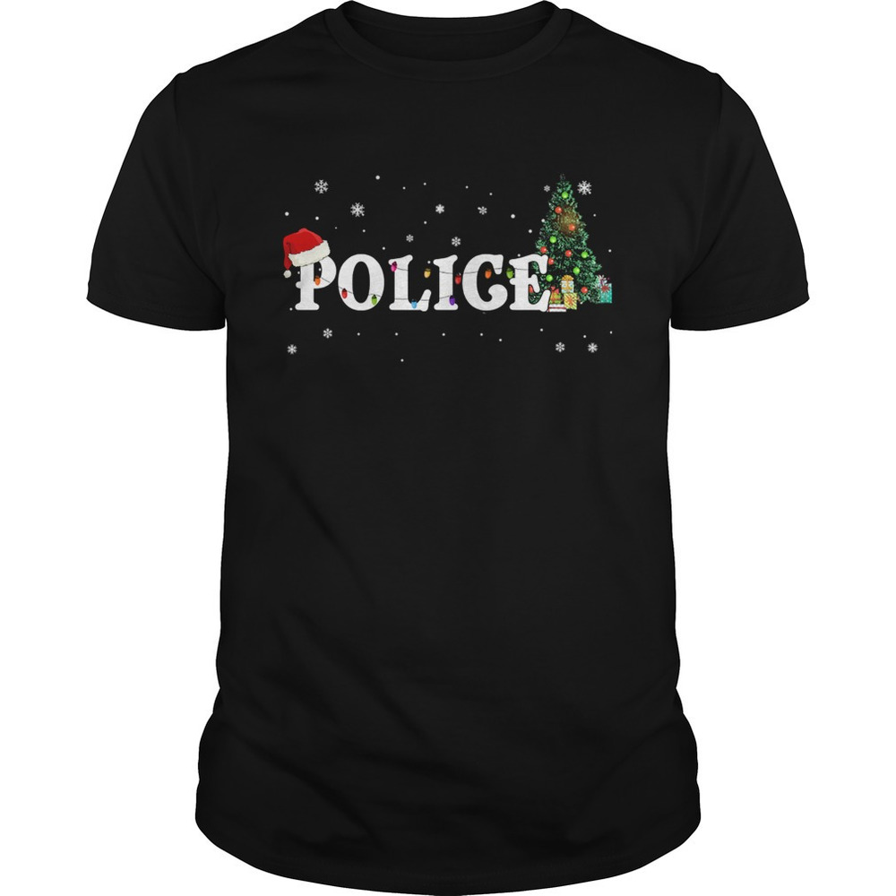Police Christmas Santa Hat Holiday Tshirt